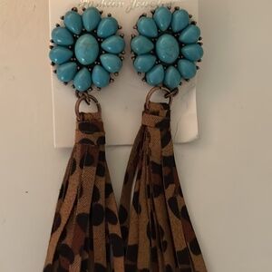 Turquoise cheetah earrings